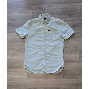 Superdry Men's Small Blue Cotton Button Up Short Sleeve Collared Shirt